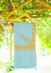 Pashmina Kashmiri Work Shawl D - 01 - Mustard