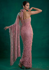 Formals - Chantilly Lace Saree - Pink