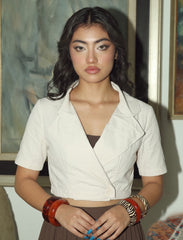 Pret - Moven - Cotton Collar tie Top - White