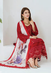 Lawn - Abeer Rasheed - Farzana - Luxury 25 - AR#03 - Deep Crimson