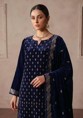 Winter - Riwaj - Velvet Stone Work 3 Pcs Suit - D#05 - Navy Blue