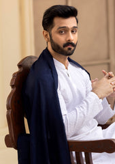 Men Shawls - Wool Shawls - D#234 - N Blue