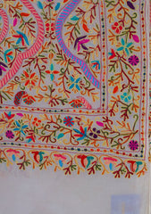 Pashmina Ari Work Shawl D - 85 - Off White