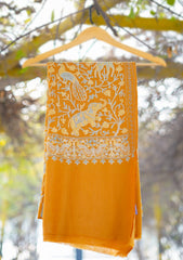 Pashmina Ari Work Shawl D - 120 - Mustard