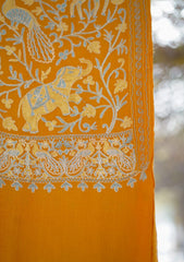 Pashmina Ari Work Shawl D - 120 - Mustard