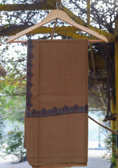 Wool Needle Work Shawl D - 38 - G Brown