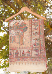 Pure Pashmina Kaani Jamawar Shawl D - 76 - Cream