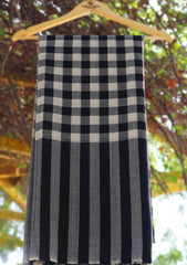 Pashmina Check Work Shawl D - 06B - Black