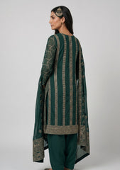 Formals - Riwaj - Fancy Bamber Chiffon - 2 Pcs Suit - CBD#2893 - Deep Green