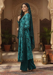 Winter - Riwaj - Printed Velvet Suit - Palachi Dupatta - D#02 - D Ferozi