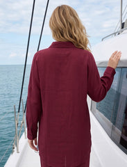 Pret - Moven - Shirt with Floral Embroidery and Stone Work Details - Burgundy