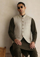 Elite Men China Boski Unstitched Waistcoat Fabric - D#40 - Golden