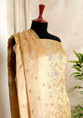 Formals - Fancy Closet - 2 pcs Suit - Satin Silk Jamawar D#06 Golden