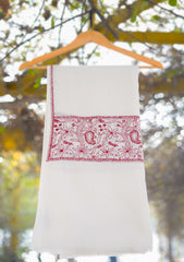 Wool Needle Work Shawl D - 39B - Off White