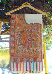 Pure Jamawar Kaani Shawl D - 2237 - Cream