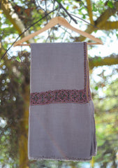 Pure Pashmina Kashmiri Work Shawl D - 26 - Grey