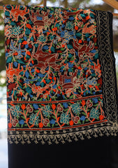 Pashmina Ari Work Shawl D - 84B - Black