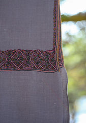 Pure Pashmina Kashmiri Work Shawl D - 26 - Grey