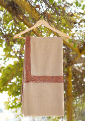 Wool Needle Work Shawl D - 36 - Brown