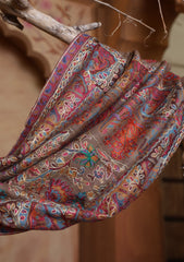 Pashmina Jamawar Ari Work Scarf D#01 - Brown