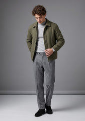 Tweed Selvage Self Texture Woollen Fabric - L Green