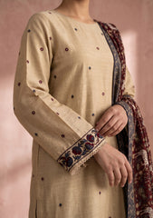 Formals - Fancy Silk Embroidered - 3 Pcs Suit - D#01 - S Maroon