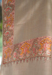 Pure Pashmina Embroidered Shawl D - 118 - Brown
