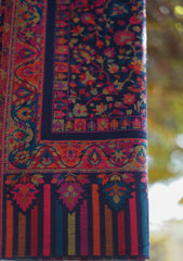 Pure Pashmina Kaani Jamawar Shawl D - 94 - N Blue