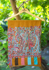 Pure Pashmina Kaani Jamawar Scarf D - 17B - Mustard