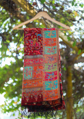 Silk Jamawar Work Shawl D - 04 - Maroon