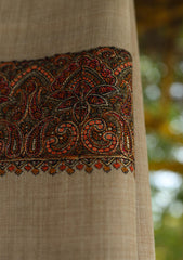 Pure Pashmina Embroidered Shawl D - 113 - L Brown