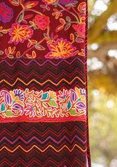 Digital Printed Wool Shawl D - 03 - Maroon