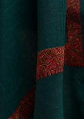 Pashmina Kashmiri Work Shawl D - 0026 - Bottle Green