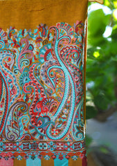 Pure Pashmina Kaani Jamawar Scarf D - 17B - Mustard