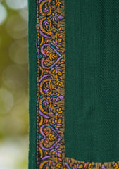 Pashmina Embroidered Shawl D - 02 - Bottle Green