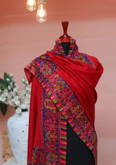 Pashmina Kashmiri Work Shawl D - 0024 - D Red
