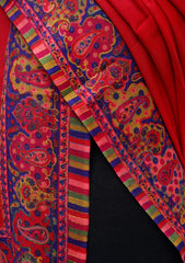 Pashmina Kashmiri Work Shawl D - 0024 - D Red