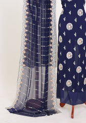 Formals - Riwaj - Fancy Bamber Chiffon - 3 Pcs Suit - CBD#2080 - N Blue