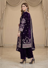 Winter - Riwaj - Fancy Embroidered Velvet Suit - D#568 - D Purple