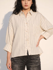 Pret - Moven - Indigo Cotton Linen Women's Shirt - Skin