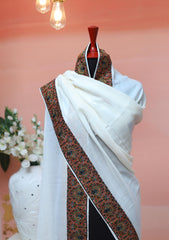 Pashmina Kashmiri Work Shawl D - 0023 - Off white