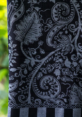 Pashmina Net Patch Work Scarf D - 17 - Grey Black