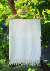 Pashmina Ari Work Shawl D - 104 - Off white