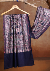 Pashmina Ari Work Jaaldar Scarf D#02 - N Blue