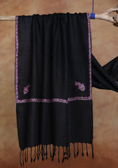 Pashmina Kashmiri Border Scarf D#18 - Black 2