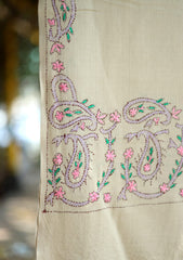 Pashmina Wool Needle Work Shawl D - 30 - Skin