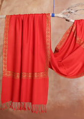 Pashmina Kashmiri Border Scarf D#11 - Red