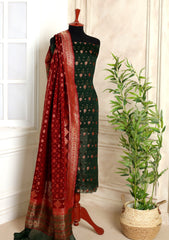 Formals - Fancy Closet - 2 pcs Suit - Chiffon Jamawar D#78 Maroon & Green