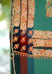 Pashmina Kashmiri Work Shawl D - 01 - DS Green