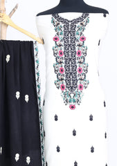Winter - Riwaj - Embroidered Peach Leather Suit - D#03 - Off White